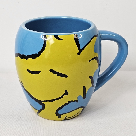 Woodstock Mug Peanuts Charlie Brown Blue Coffee Mug Yellow Bird Snoopy 16oz 2013 - Picture 1 of 4